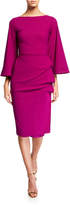 Thumbnail for your product : Chiara Boni Cassandre Bateau-Neck Flare-Sleeve Shirred-Skirt Dress
