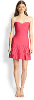 Thumbnail for your product : Herve Leger Strapless Tucked-Ruffle Bandage Dress