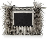 Thumbnail for your product : Jimmy Choo Ava Black Mix Glossy Snakeskin with Rock Metal Fringes Clutch Bag with Chain Strap