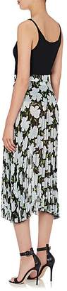 Off-White Women's Floral-Print Pleated Silk Chiffon Midi-Skirt