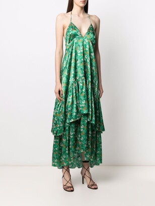 L'Autre Chose Tiered Floral-Print Midi Dress