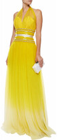 Thumbnail for your product : Naeem Khan Embellished Neon Cotton-tulle Halterneck Gown