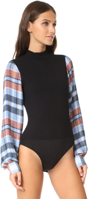 Opening Ceremony Plaid Long Sleeve Body Suit