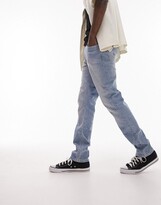 Thumbnail for your product : Topman rigid slim jeans cross distress in light wash
