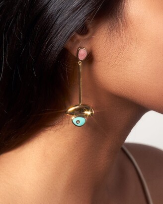 Pamela Love Pendulum Mixed-Stone Asymmetrical Statement Earrings