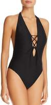 Thumbnail for your product : Milly Lace Front Halter One Piece Swimsuit