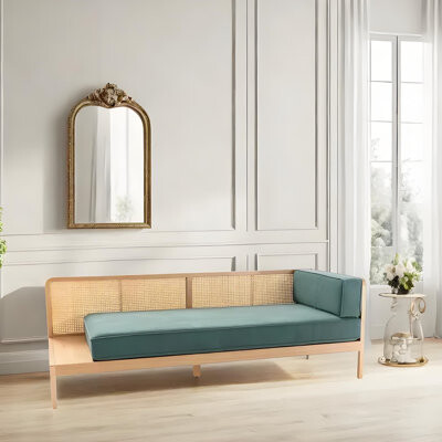 wangling hone Simple solid wood rattan woven lazy chaise lounge