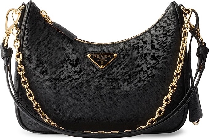 Prada Women's Re-Edition Saffiano Leather Shoulder Bag - Black