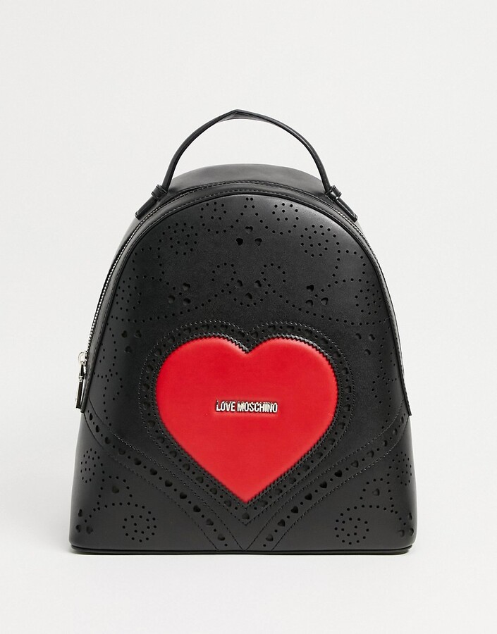 Love Moschino large heart logo backpack in black - ShopStyle