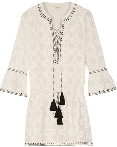 Talitha - Ria Embroidered Cotton-poplin Mini Dress - Off-white - ShopStyle