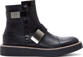 Thumbnail for your product : Calvin Klein Collection Black Leather Brushed Metal Buckle Boots