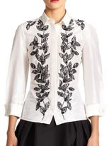 Thumbnail for your product : Carolina Herrera Embroidered Silk Blouse
