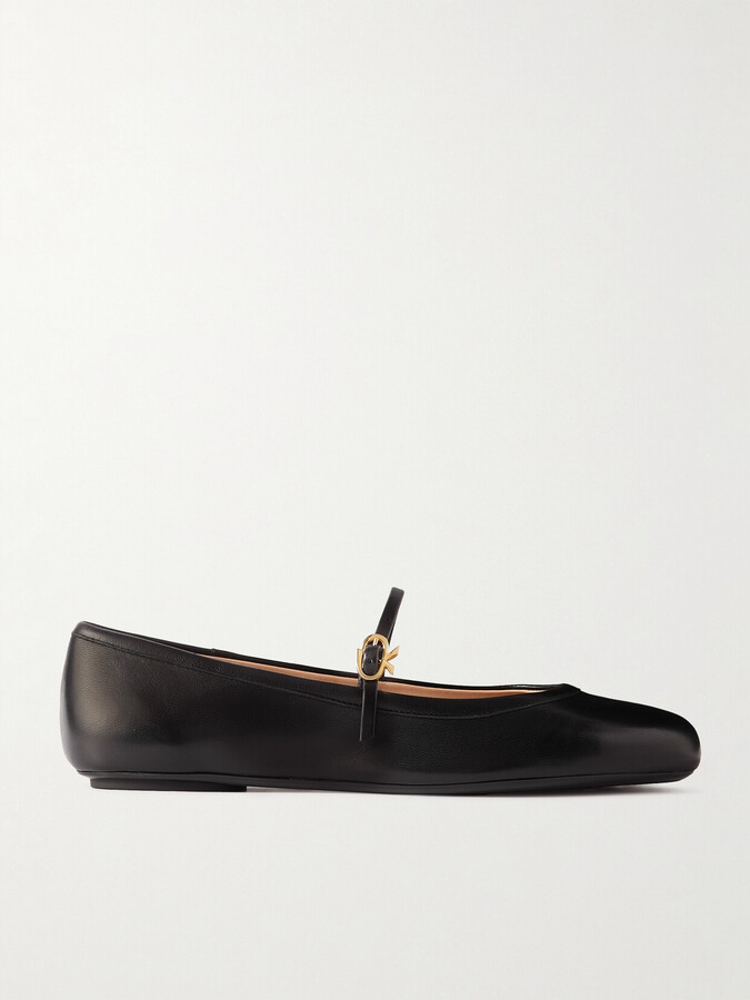 Gianvito Rossi Carla Leather Mary Jane Ballet Flats - Black