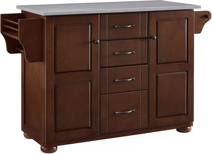 CROSLEY FURNITURE Eleanor Mahogany Kitchen Island with Stainless Steel Top