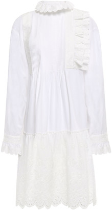 McQ Broderie Anglaise-paneled Cotton-poplin Shirt Dress