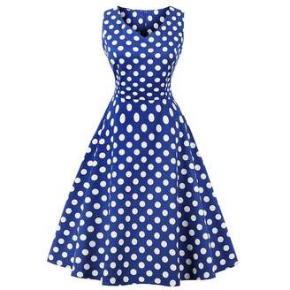 FTVOGUE Women Retro 50s Sleeveless Button Swing Party Pleated Dress(4XL-)