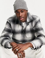 Thumbnail for your product : Abercrombie & Fitch relaxed fit sherpa check overshirt jacket in black