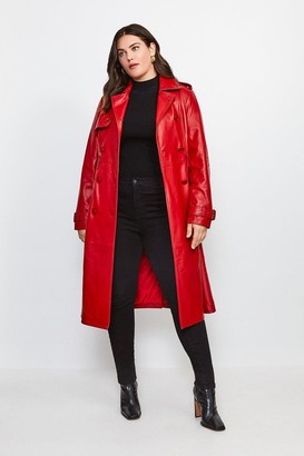 Karen Millen Plus Size Leather Trench Coat - ShopStyle