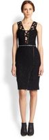 Thumbnail for your product : Yigal Azrouel Convertible Leather-Trim Mesh Dress
