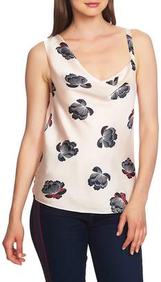 1 STATE Floating Blossoms Asymmetrical Neck Satin Camisole