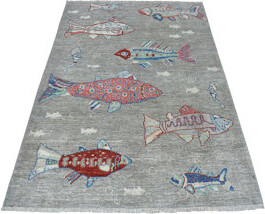 Oriental Rug Galaxy One-of-a-Kind Hand-Knotted Gray 4' x 6' Wool Area Rug