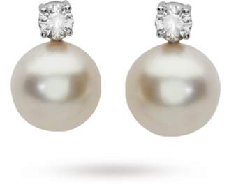 18ct White Gold South Sea Pearl 0.53cttw Diamond Earrings