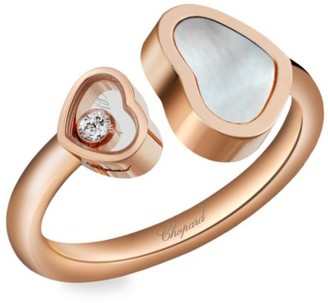 Chopard Happy Hearts 18K Rose Gold, Diamond & Mother-Of-Pearl Ring