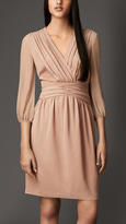 Thumbnail for your product : Burberry Silk Ruched Detail Dress