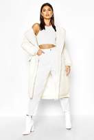 Thumbnail for your product : boohoo Hooded Belted Longline Puffer