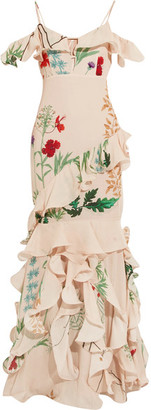Johanna Ortiz - La Santa Maria Ruffled Printed Silk Gown - Beige