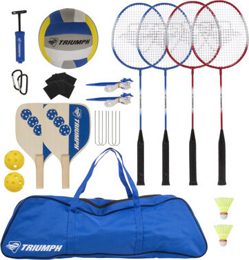 Triumph Sports Multi-Sport 12 Piece Badminton Set with Carrying Case