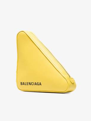 Balenciaga Yellow Triangle Leather Clutch