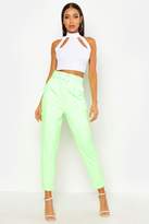 Thumbnail for your product : boohoo Croc Embossed D-Ring Belt Tapered Trouser