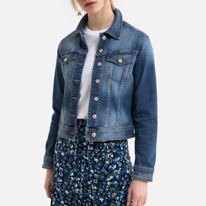 bright coloured denim jacket