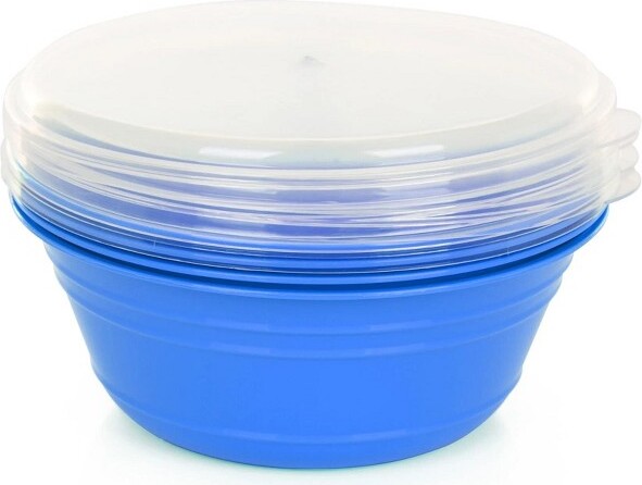 Mintra MintraHome-PlasticBowlswithCovers4Pack(Blue)