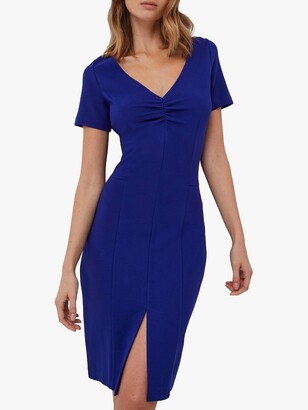 French Connection Suzan Ponte Knee Length Dress, Ceramic Blue