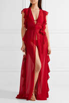 Thumbnail for your product : Adriana Degreas Ruffled Silk-chiffon Coverup