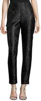 St. John Collection Avani Rose Jacquard Slim Ankle Pants, Black