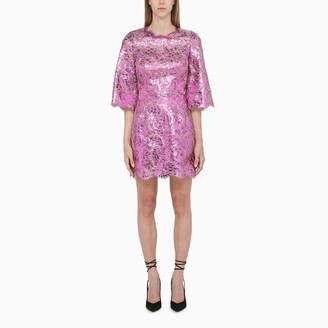 Dolce & Gabbana Fuchsia lace sheer minidress