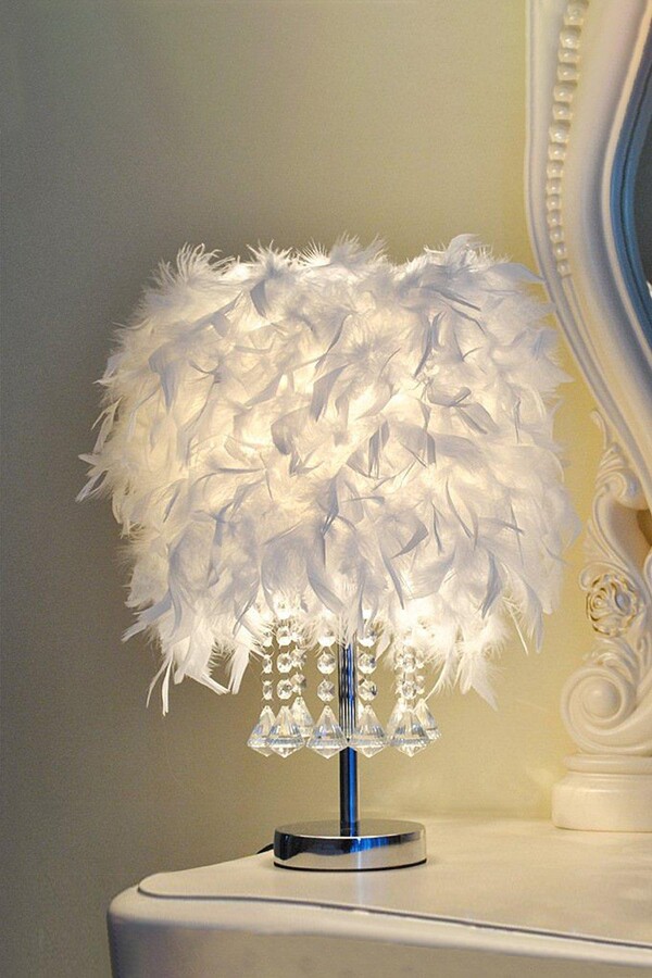 Living and Home Modern Feather Bedside Table Lamp ShopStyle