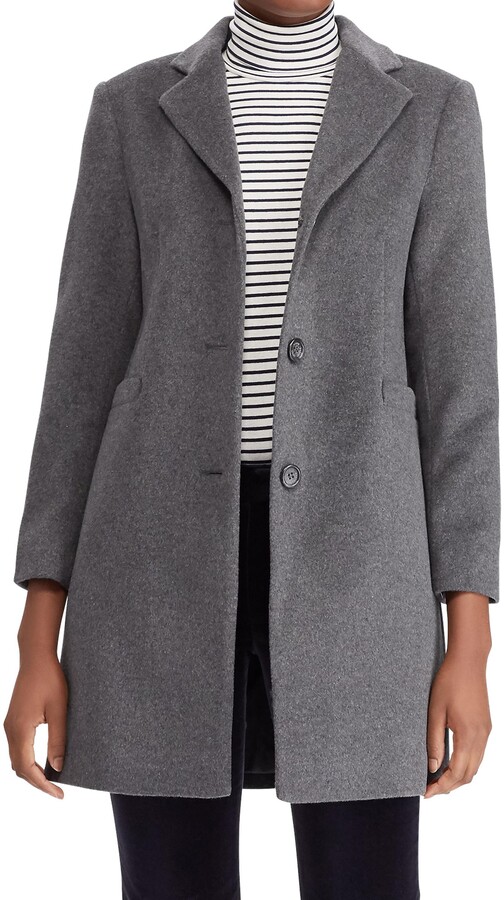 wool blend reefer coat