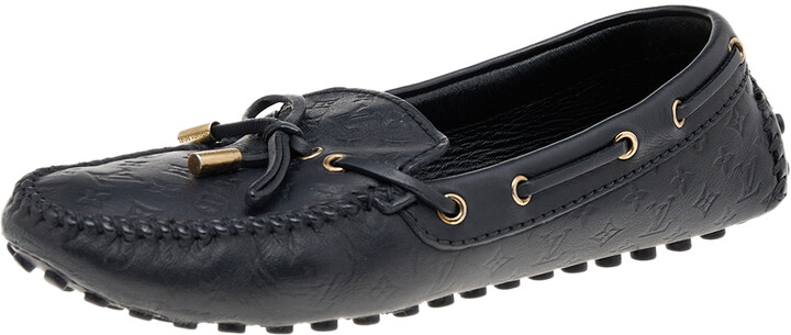 Louis Vuitton Black Monogram Empreinte Leather Gloria Flat Loafers