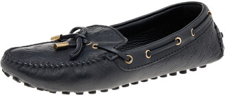 Louis Vuitton Black Monogram Leather Gloria Loafers Size 38