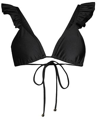 black ruffle bikini top