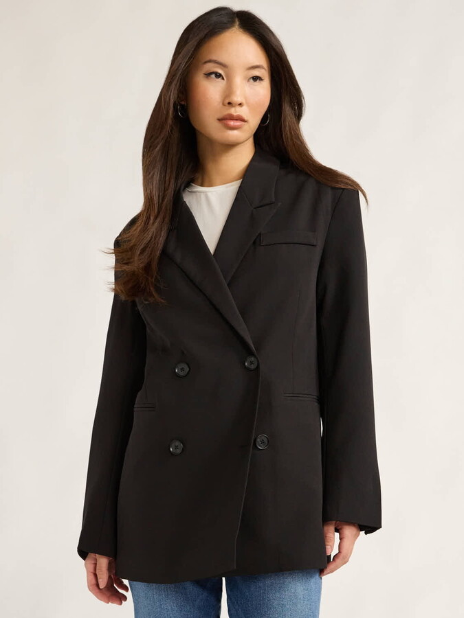 Scoop Women’s and Women’s Plus Crepe Slouchy Double Breasted Blazer, Sizes XS-4X