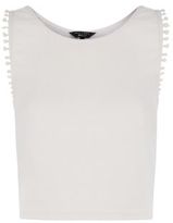 Thumbnail for your product : New Look Teens Cream Pom Pom Sleeve Crop Top