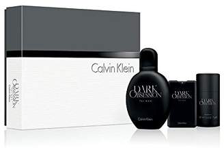 Calvin Klein DARK OBSESSION by Gift Set for MEN: EDT SPRAY 4 OZ & DEODORANT STICK 2.6 OZ & EDT TRAVEL SPRAY .67 OZ MINI