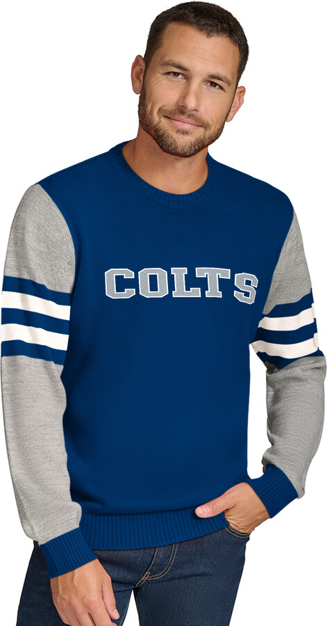 Men's Tommy Hilfiger Royal/Heather Gray Indianapolis Colts Acrylic Crewneck Pullover Sweatshirt