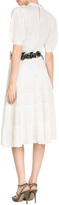 Thumbnail for your product : Valentino Cotton Crochet Dress with Floral Belt