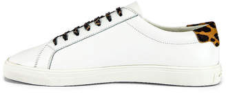 Saint Laurent Andy Low Top Sneakers in White & Leopard | FWRD